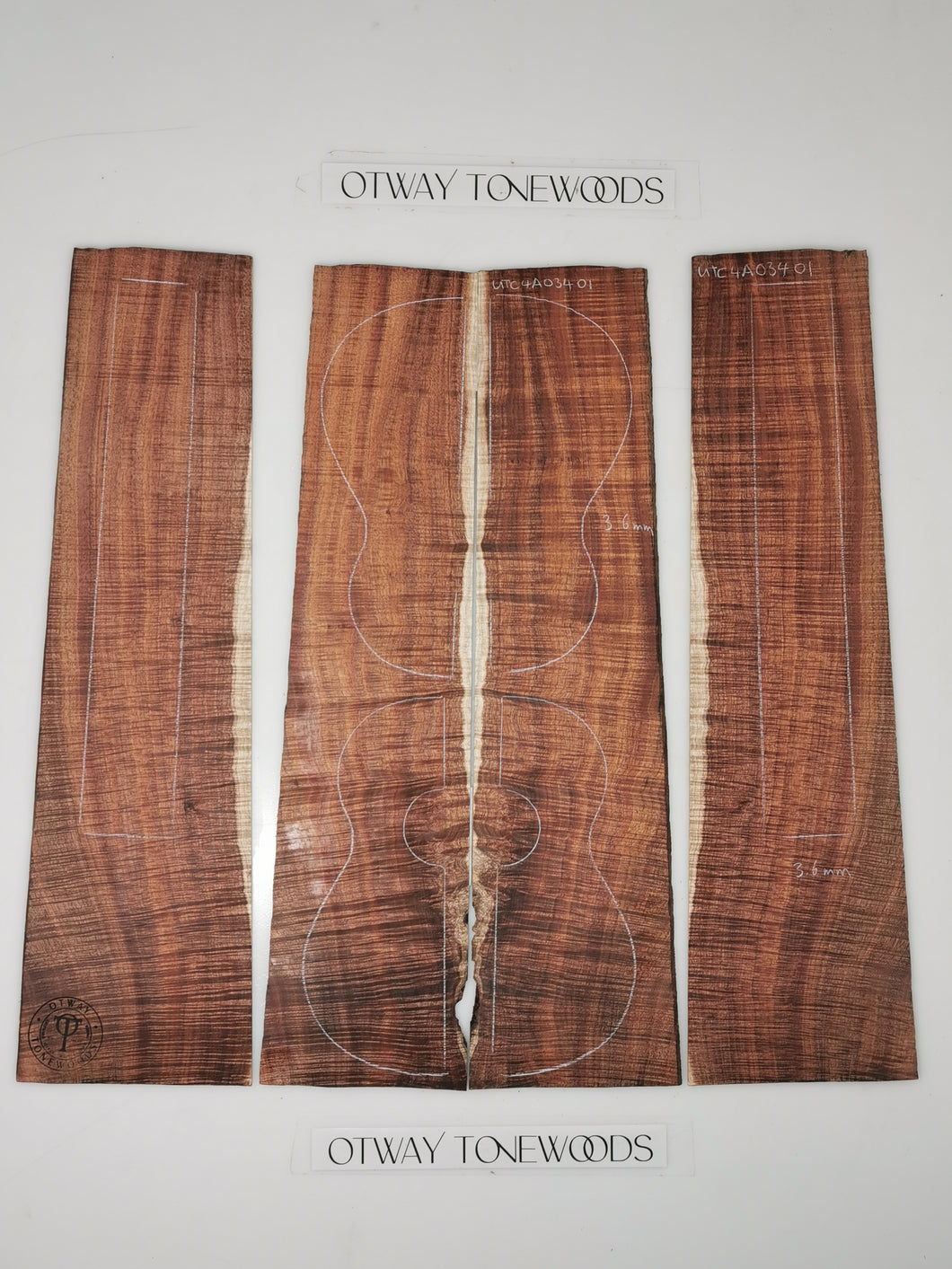 UTC4A34001 Ukulele Tenor Top Back and Side Set AAAA Otway Blackwood