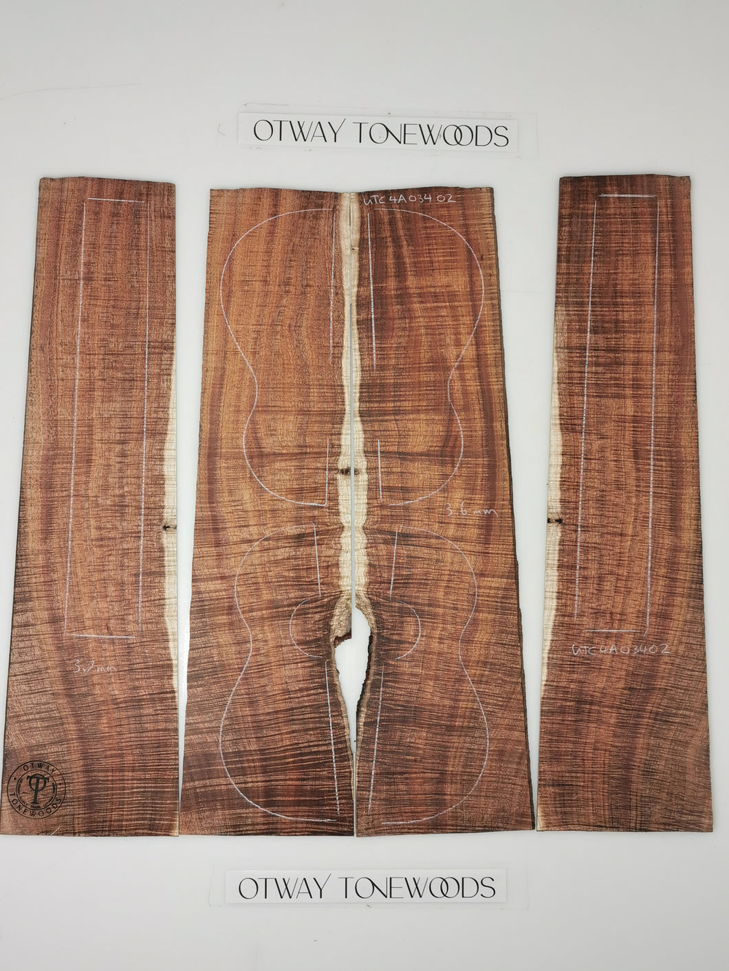 UTC4A34002 Ukulele Tenor Top Back and Side Set AAAA Otway Blackwood