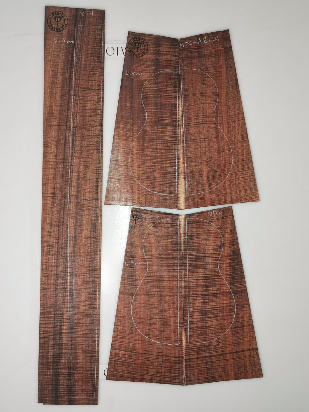 UTC4A8101 Ukulele Tenor Top Back and Side Set AAAA Otway Blackwood